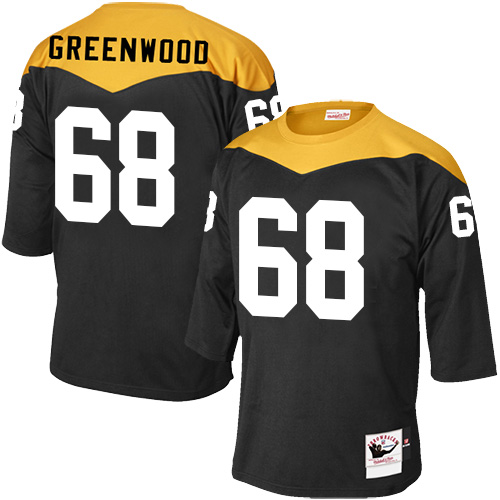 Men's Elite L.C. Greenwood Mitchell and Ness Jersey Black Home - #68 1967 Throwback NFL Pittsburgh Steelers